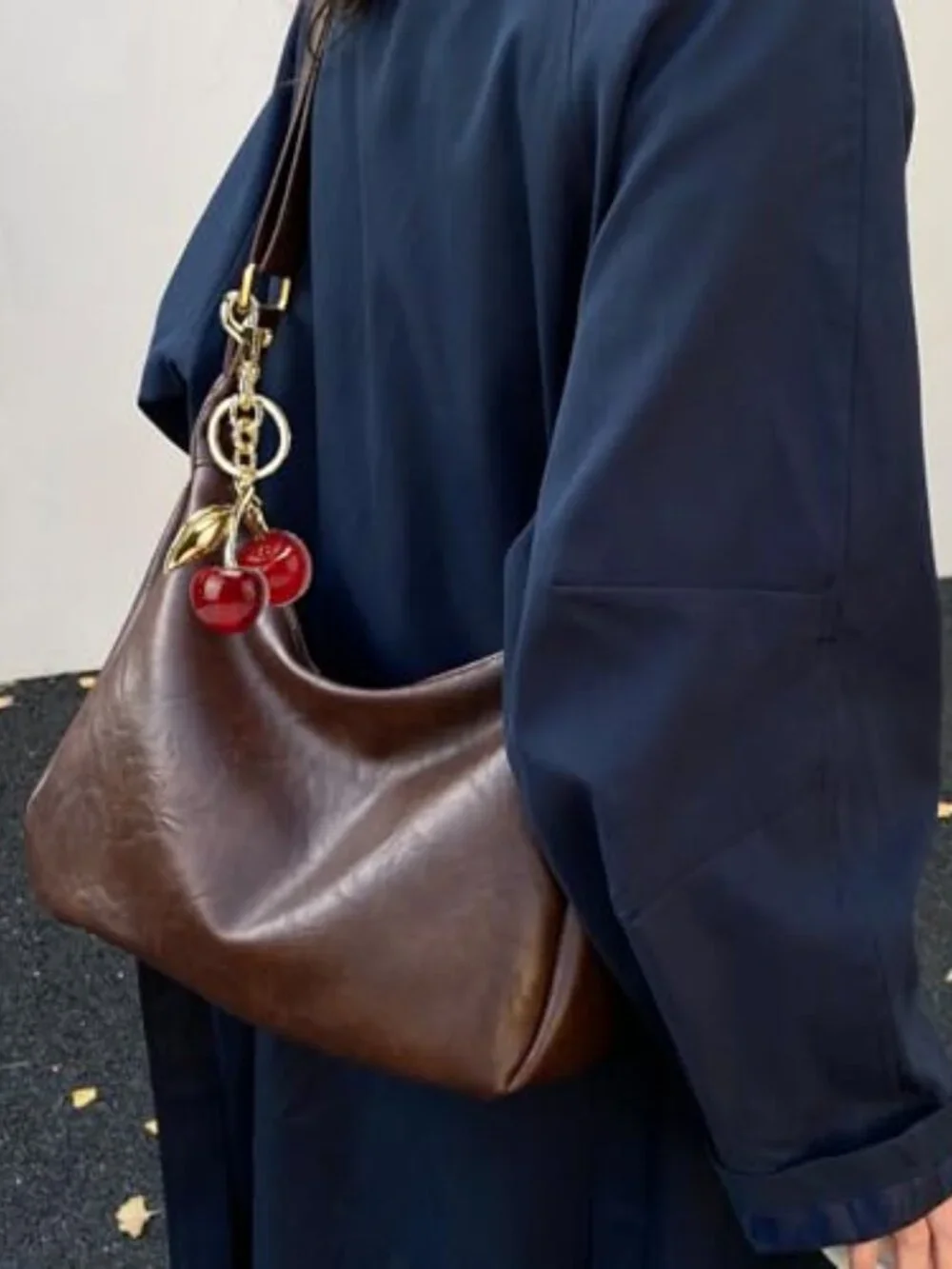 Foldable Slouchy Hobo Bag with Crossbody Strap Faux Leather